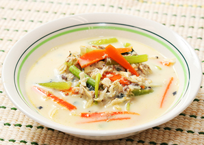 サバ缶と切り干し大根のみそクリームスープ